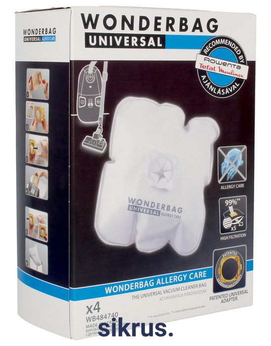 Набір мішків із мікроволокна (4 шт.) Wonderbag для пилососа Rowenta (WB484740) 02795 фото